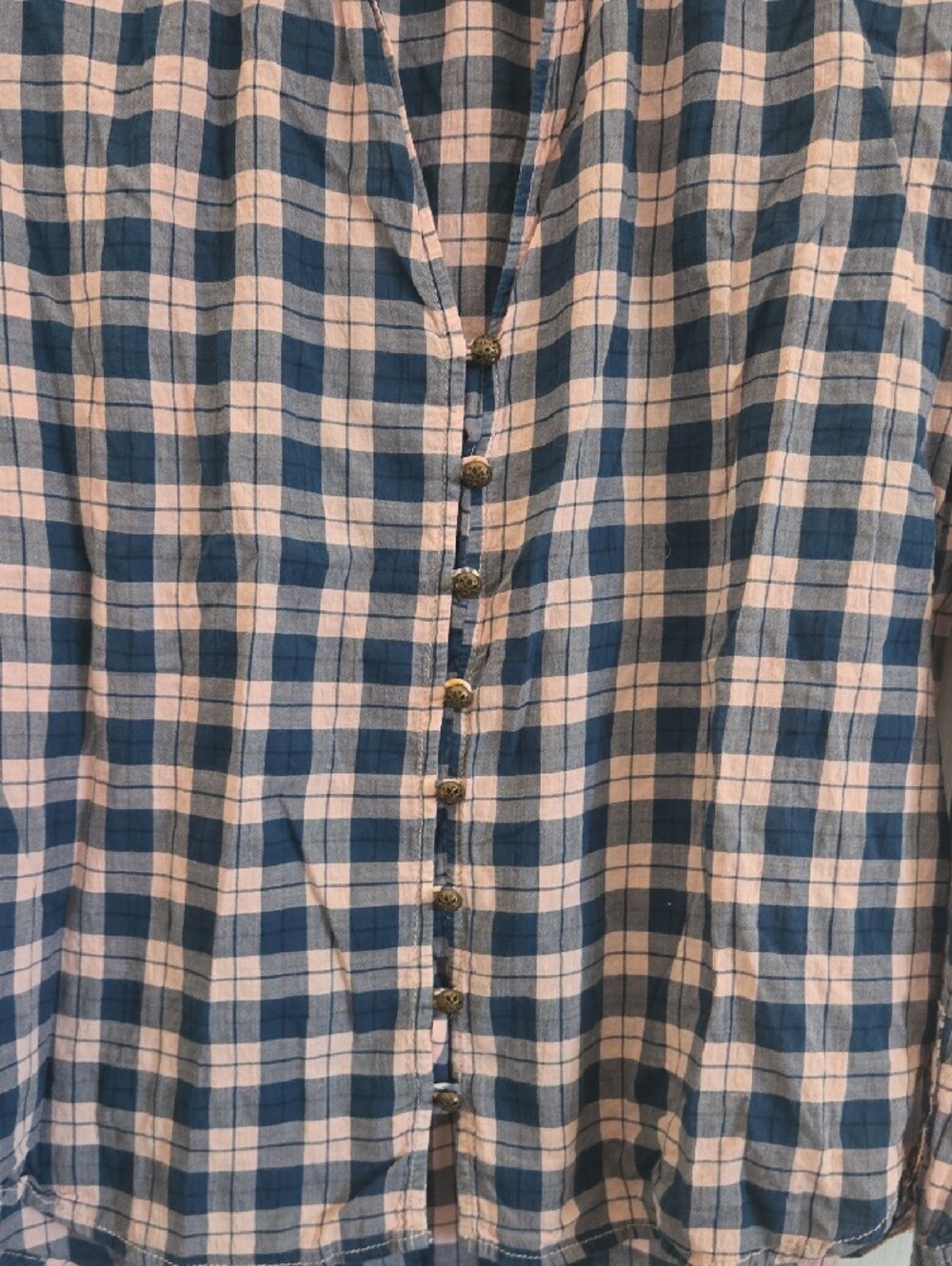 Pilcro Blue and Pink Plaid Button-Up Blouse - Picture 4 of 9
